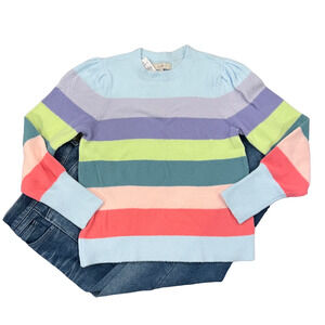 NWT LOFT Luminous Blue Stripe Draped Sleeve Sweater - SIZE LARGE